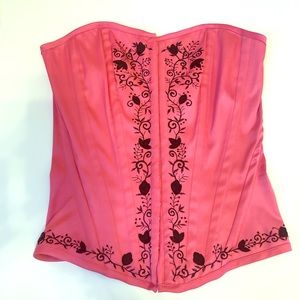 Hot pink satin bustier corset